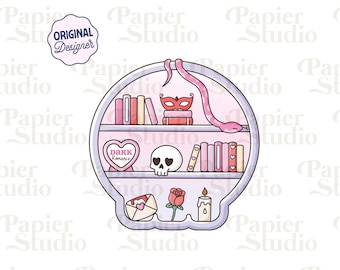 Dark Romance Bookshelf PNG SVG, Cute Bookish Clipart, Kindle Sticker Design, Booklover Commercial Use, Darkromance Book Lover Design