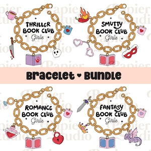 BOOKISH Bracelet Bundle PNG SVG, Trendy Cute Bookish Clipart, Design for Stickers, Bookmarks, Shirts, Cups, Mug & Keychains, Commercial Use