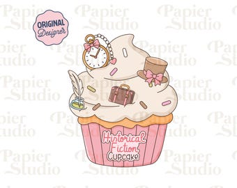 Historical Fiction Cupcake PNG SVG, Cute Bookish clipart, Designs for Stickers, Booklover Commercial Use, Trendy Aesthetic for Book Lovers