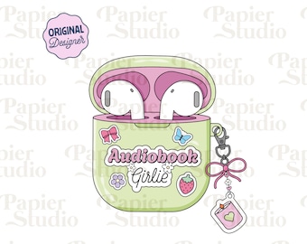 AUDIOBOOK Girlie PNG SVG, Bookish png, Bookish clipart, Designs for Stickers, Bookmarks, Commercial Use, Trendy Aesthetic for Book Lovers