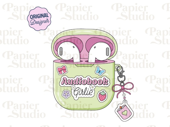 AUDIOBOOK Girlie PNG SVG, Bookish png, Bookish clipart, Designs for Stickers, Bookmarks, Commercial Use, Trendy Aesthetic for Book Lovers