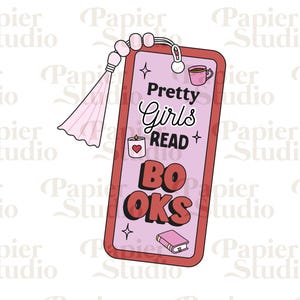 Jolies filles lisent des livres PNG SVG, clipart livresques mignons tendance, modèles pour autocollants, marque-page, chemises et tasses, usage Commercial esthétique mignon