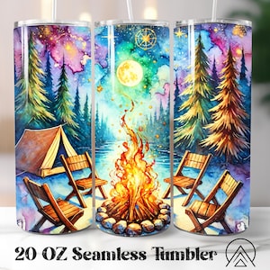 Camping Seamless Tumbler Camper Tumbler Sublimation Abenteuer Tumbler Designs Mountain Escape Tumble PNG, Geschenke für Camper, Digitale Dateien
