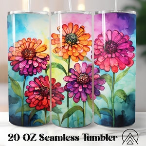 Zinnia Alkohol Tinte 20 Unzen Sublimationsbecher Designs Blume Gerade und konische Becherverpackungsdateien
