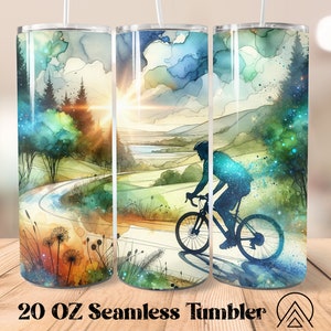 Bicycle Rider Seamless Tumbler Cycling Tumbler Sublimation Bicycle Tumbler Designs Cycling Tumbler PNG, Cadeaus voor hem, Digitale bestanden