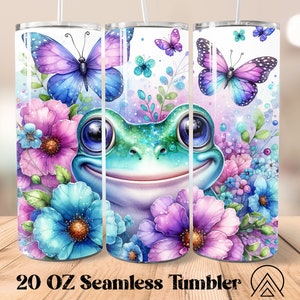 Frosch Nahtlose Becher wickeln Frosch-Blumen-Becher-Sublimations-Frosch-Blumen-Becher-Design Frosch-Becher PNG, Geschenke für sie, digitale Dateien