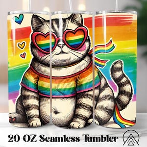 Emballage de gobelet du mois de la fierté Sublimation de gobelet Cat Pride Le gobelet Funny Pride conçoit un gobelet LGBTQ PNG, Love is Love, Love Wins et Fichiers numériques
