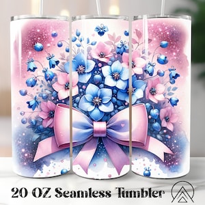 Bluets Bow Seamless tumbler wrap Coquette tumbler sublimazione Fiori primaverili tumbler disegni Bluets Tumbler PNG, Regali per lei, File digitale