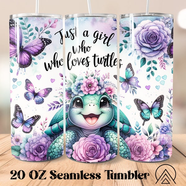 Just A Girl Who Loves Turtles Seamless tumbler wrap Turtle tumbler sublimation Turtle tumbler designs, Gifts for Turtle Lover, Digital files