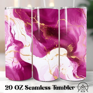 Kubki do sublimacji w kolorze magenta gold marble 20oz Alkohol Ink, proste i stożkowe opakowanie Wybierz własny zestaw kubków - Buy4Pay1