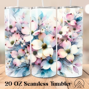 Hartriegel Nahtlose Becher wickeln Blumen Becher Sublimation Frühlingsblumen Becher Designs Florals Tumble PNG, Geschenke für sie, digitale Dateien