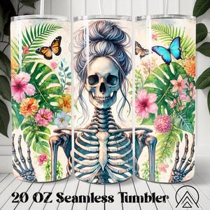 Gobelet sans couture pour le corps de la plante squelette, gobelet pour plantes, gobelet pour plantes à sublimation, modèles de gobelet squelette, cadeaux pour les amoureux des plantes, fichiers numériques