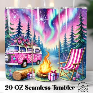Gobelet de camping sans couture Gobelet de camping-car Sublimation Adventure Tumbler Designs Camp More Worry Less Tumbler, Cadeaux pour campeur, Fichiers numériques