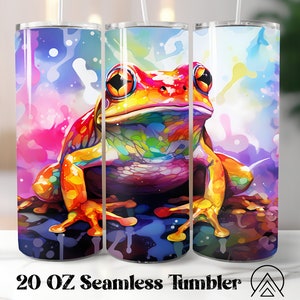 Encre à alcool grenouille, 20 oz, motifs de gobelets à sublimation, fichiers d'emballage de gobelets droits et coniques animaux