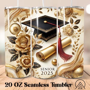 Emballage de gobelet sans couture senior 2025 Sublimation de gobelet pour la promotion 2025 Designs de gobelet de remise des diplômes, Cadeaux pour l'obtention du diplôme et Fichiers numériques
