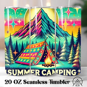 Gobelet de camping sans couture Gobelet de camping-car Sublimation Adventure Tumbler Designs Camp More Worry Less Tumbler, Cadeaux pour campeur, Fichiers numériques