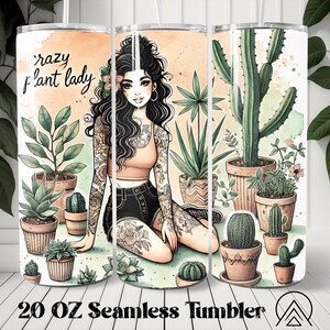 Crazy Plant Lady Transparent Tumbler Gobelet pour plantes Sublimation Lady Tumbler Designs Gobelet de jardin, Cadeaux pour les amoureux des plantes, Fichiers numériques