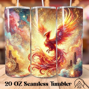 Magical Phoenix Seamless Tumbler Phoenix Rebirth Tumbler Sublimation Magical Tumbler Designs Fantasy Tumbler, Gifts for her, Digital files