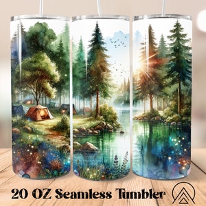 Camping Seamless Tumbler Camper Tumbler Sublimation Wandern Tumbler Designs Mountain Escape Tumble PNG, Geschenke für Camper, Digitale Dateien