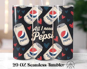 Envoltura de vaso sin costuras de lata de Pepsi vintage, sublimación de vaso de lata de refresco, diseños de vasos de bebidas retro de EE. UU., regalos para ella, archivos digitales