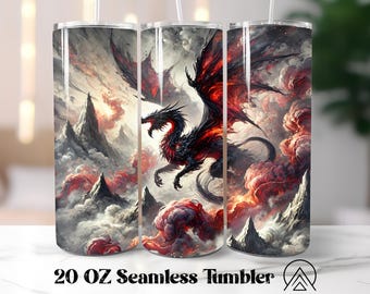 "Drachen nahtlose Tumbler Wrap ""Drachen"" PNG Wild Animal Tumbler Designs Dragon Tumbler, Geschenke für ihn, Geschenke für Papa, Digitale Dateien."