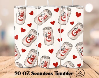 Envoltura de vaso sin costuras con lata de Coca-Cola Light vintage, sublimación de vaso de lata de refresco, diseños de vasos de bebidas retro de EE. UU., regalos para ella, archivos digitales