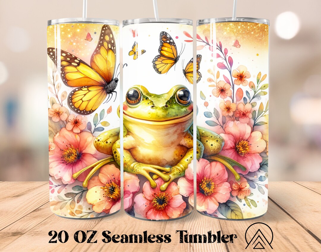 Frog Seamless Tumbler Wrap Frog Flower Tumbler Sublimation Frog Floral ...