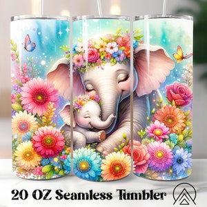 Elefante Mãe e Bebê Envoltório de copo sem costura Sublimação de copo de elefante Projetos de copo de mãe Copo de elefante png, Presentes para mamãe, arquivo digital