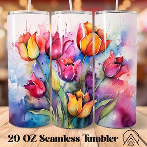 Tulpen alcoholinkt 20 oz sublimatiebekerontwerpen Bloem recht en taps toelopend wikkelbestand voor bekers
