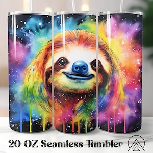 Sloth Alcohol Ink 20oz Sublimation tumbler designs Animal Straight & Tapered tumbler wrap files