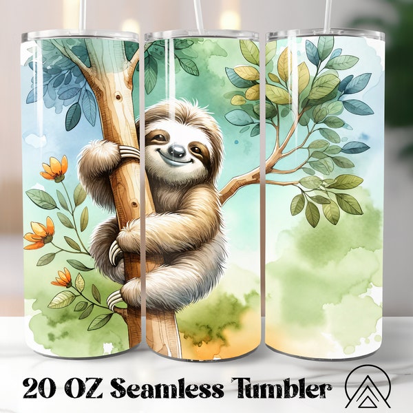 Sloth Hanging Tree Seamless tumbler wrap Sloth tumbler sublimation Sloth tumbler designs Sloth tumbler PNG, Gifts for her, Digital files