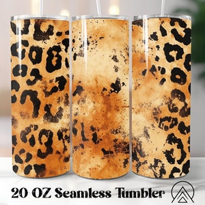 Leopard Skin 20oz Sublimation tumbler design Distressed Leopard Straight & Tapered tumbler wrap files