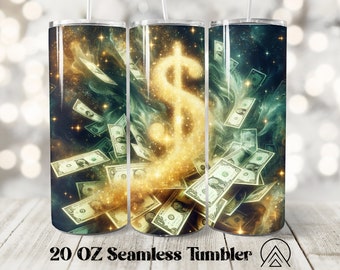 Dollar Bills Seamless Tumbler wrap Money Tumbler sublimation Treasure Tumbler designs Banknotes Tumbler PNG, Gifts for her, Digital files