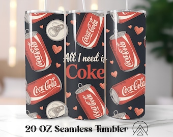 Vintage Coke Can Seamless tumbler wrap Soda Can tumbler sublimation Retro USA Drink tumbler Design Coke Tumbler, Gifts for her, Digital file