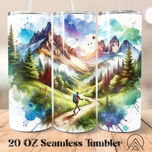 Caminhadas Copo Sem Costura Hiker Tumbler Sublimação Caminhadas Mountain Tumbler Designs Trail Tumbler PNG, presentes para ele, arquivos digitais