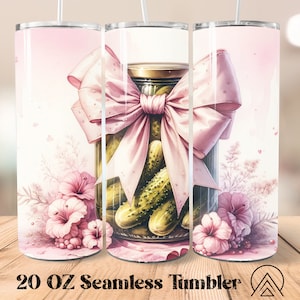 Coquette Pickle Seamless Tumbler Wrap Pink Bow Pickle Tumbler Sublimazione Coquette Tumbler Designs Girly Tumbler PNG, File digitali