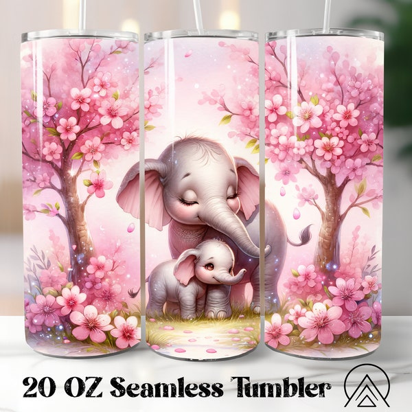 Elephant Mom & Baby Seamless tumbler wrap Elephant tumbler sublimation Mom tumbler designs Elephant tumbler png, Gifts for Mom, Digital file