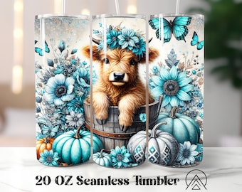 Fall Highland Cow Seamless tumbler wrap Autumn Highland Cow tumbler sublimation Halloween tumbler designs, Gifts for her, Digital files