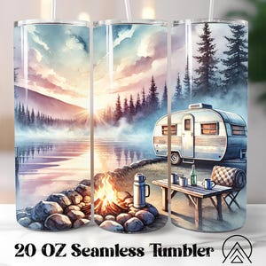 Gobelet de camping sans couture Gobelet de camping-car Sublimation Adventure Tumbler Designs Camp More Worry Less Tumbler, Cadeaux pour campeur, Fichiers numériques