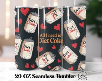 Envoltura de vaso sin costuras con lata de Coca-Cola Light vintage, sublimación de vaso de lata de refresco, diseños de vasos de bebidas retro de EE. UU., regalos para ella, archivos digitales
