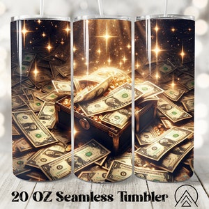 Dollar Bills Seamless Tumbler wrap Money Tumbler sublimazione Treasure Tumbler designs Banconote Tumbler PNG, Regali per lei, File digitali