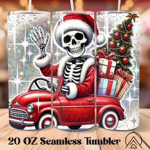 Funny Christmas Skull Seamless tumbler wrap Skeleton Car tumbler sublimation Christmas Vibes tumbler designs, Gifts for her, Digital files