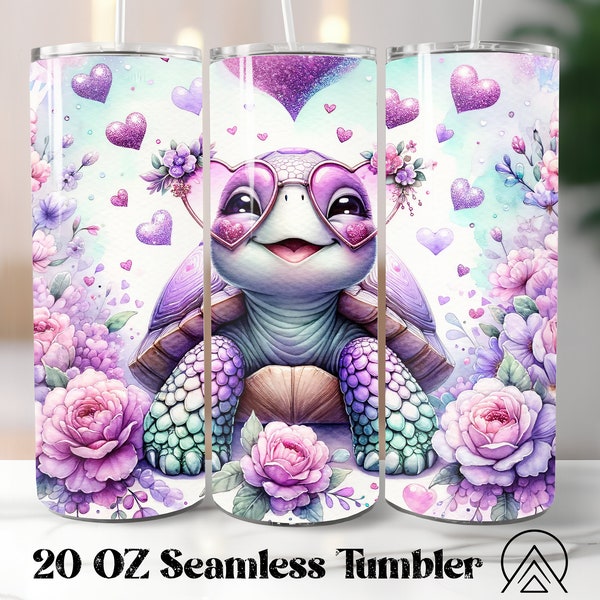 Turtle Flower tumbler wrap Turtle tumbler sublimation Turtle Floral tumbler designs Turtle tumbler PNG, Turtle Lover Gifts, Digital files