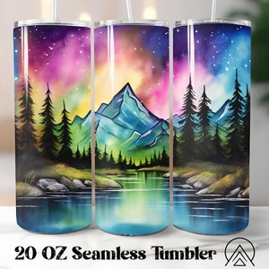 Mountain Alcohol Ink 20oz Sublimation tumbler designs River Straight & Tapered tumbler wrap files