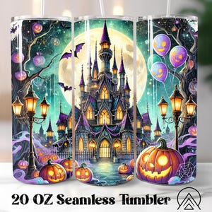 Halloween castle Seamless tumbler wrap Halloween tumbler sublimation Castle tumbler designs Castle tumbler PNG, Gifts for her, Digital files