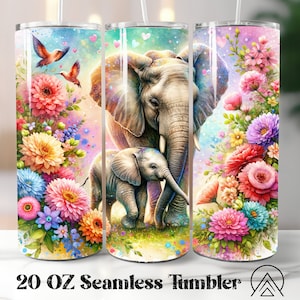 Elefante Mãe e Bebê Envoltório de copo sem costura Sublimação de copo de elefante Projetos de copo de mãe Copo de elefante png, Presentes para mamãe, arquivo digital