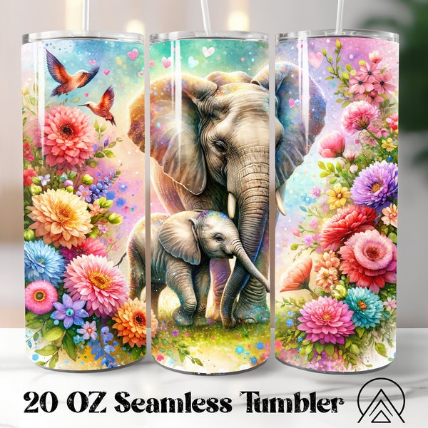 Elephant Mom & Baby Seamless tumbler wrap Elephant tumbler sublimation Mom tumbler designs Elephant tumbler png, Gifts for Mom, Digital file