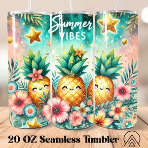 Pineapple Summer Seamless tumbler wrap Summer tumbler sublimation Summer tumbler designs Summer Vibes Tumbler, Gifts for her, Digital files