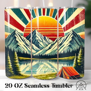 Gobelet de camping sans couture Gobelet de camping-car Sublimation Adventure Tumbler Designs Camp More Worry Less Tumbler, Cadeaux pour campeur, Fichiers numériques