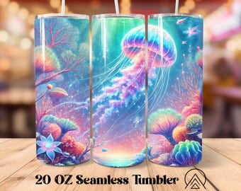 Jellyfish tumbler wrap Underwater tumbler sublimation Jellyfish tumbler designs Jellyfish tumbler, Gifts for Jellyfish Lover, Digital files
